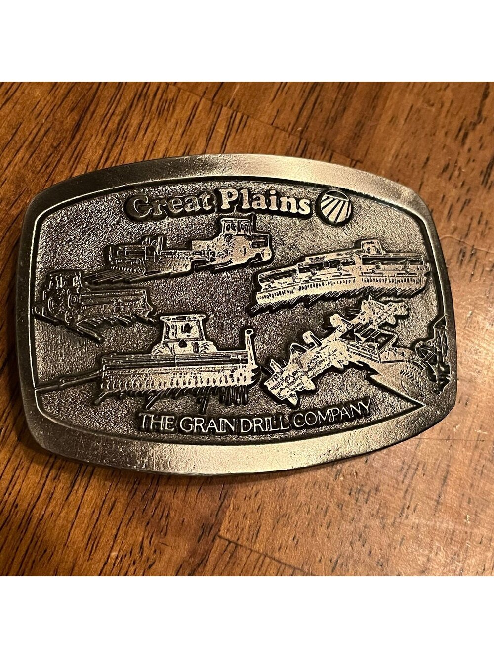 Vintage Great Plains 10th anniversary belt buckle, The Grain Drill Company